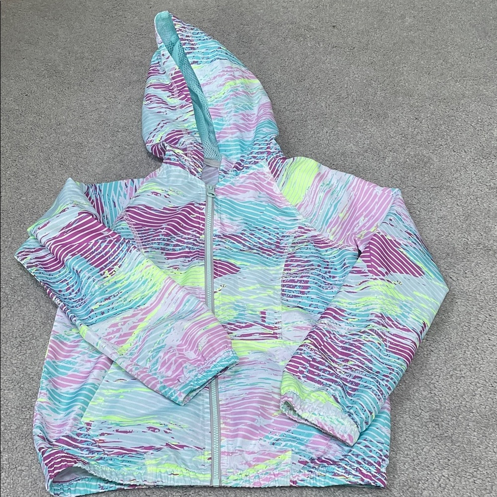 SO Girls Multicolor Hooded Jacket/Windbreaker Size 7/8